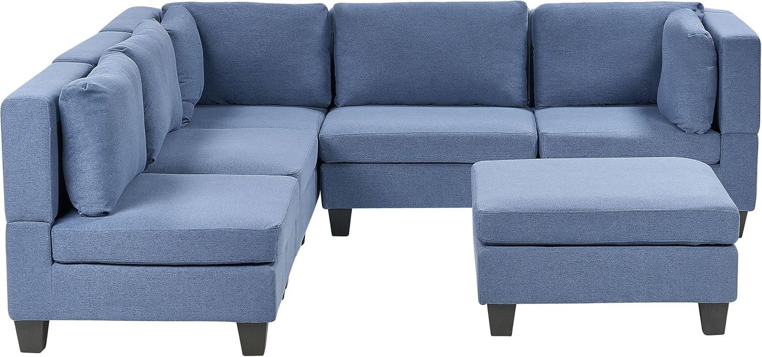 Beliani 'Unstad' Sofa, Blau, Stoff, 72 x 228 x 228 cm, mit Ottomane, Rechts Bild 1