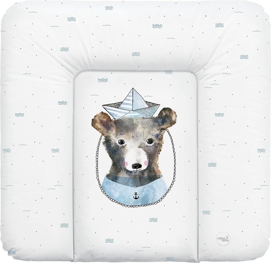 Ceba Baby Wickelauflage weiche Wickelunterlage Baby Wickeltischauflage Abwaschbar 75x70 Wasserfarben Kollektion - Seemann Bär Bild 1