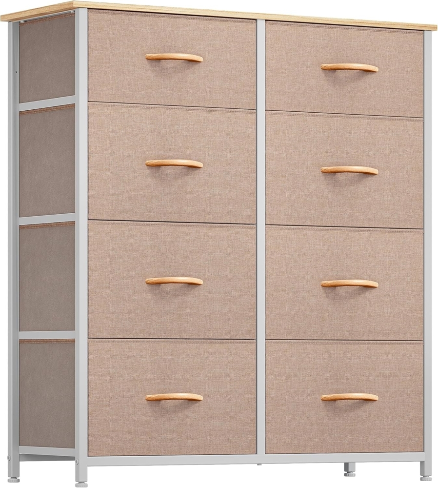 YITAHOME Kommode,Kommode mit 8 Schubladen,Schrank,Stoffschubladen mit Griffen,Kommodenschrank mit Stabiler Stahlrahmen,Dauerhaft,Khaki Bild 1