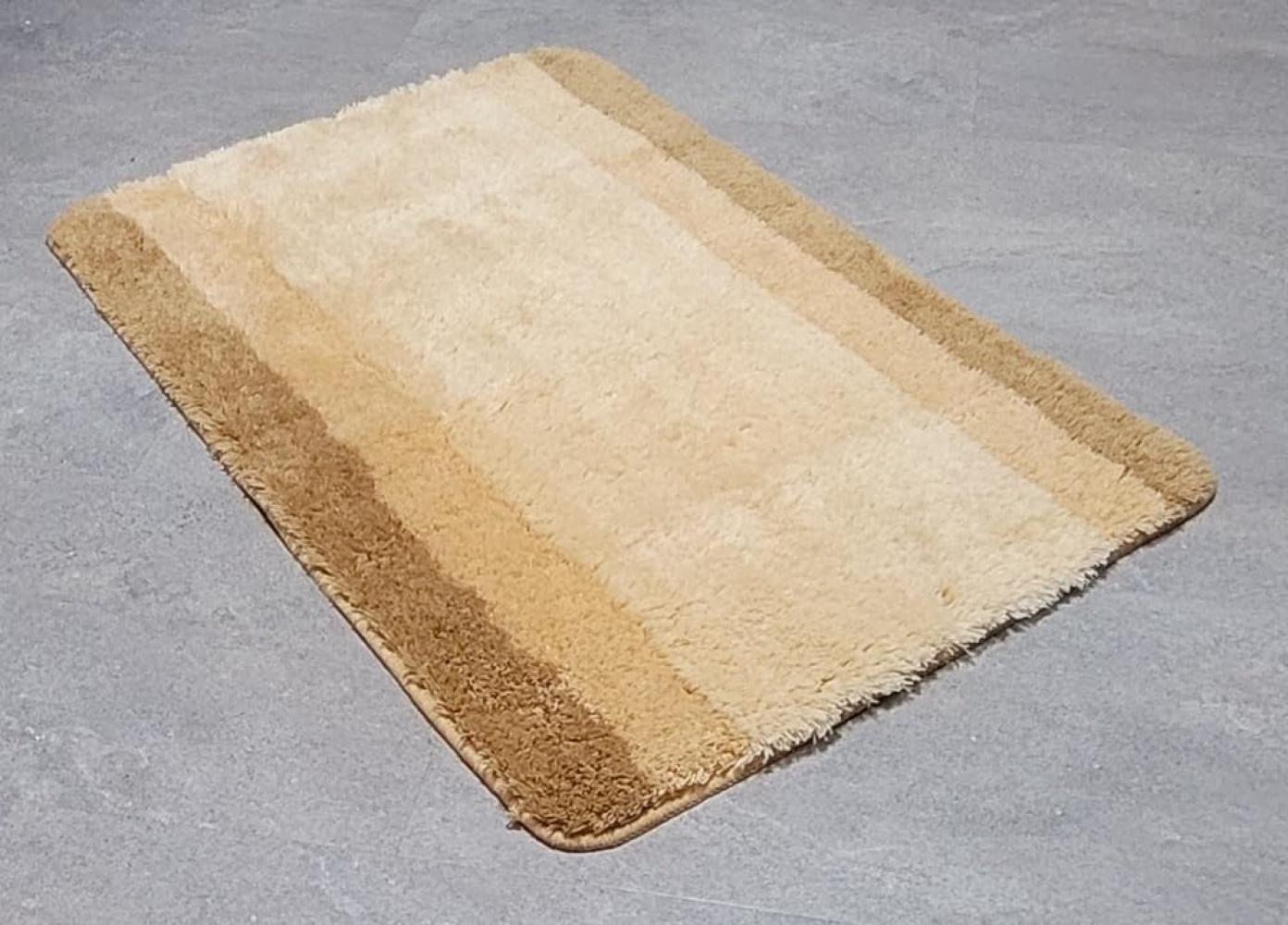 spirella Badematte | kuscheliger Hochflor | Rutschfester Badvorleger | viele Größen | waschbar 40° | 90x60 cm | Beige Bild 1