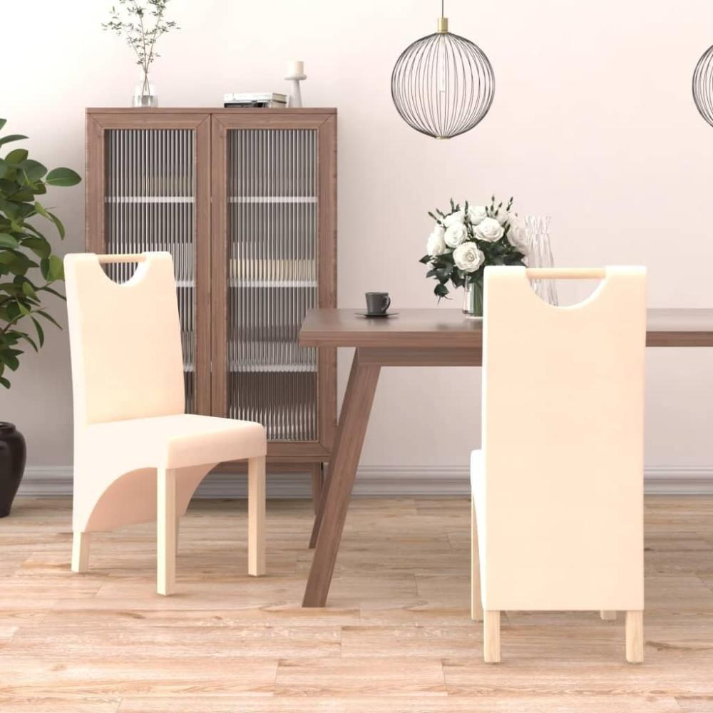 vidaXL Esszimmerstühle 2 Stk. Creme Stoff [336961] Bild 1