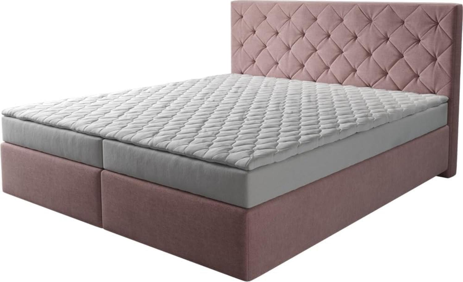 Boxspringbett Dream-Great 180x200 cm Mikrofaser Rosé mit Matratze und Topper Bild 1
