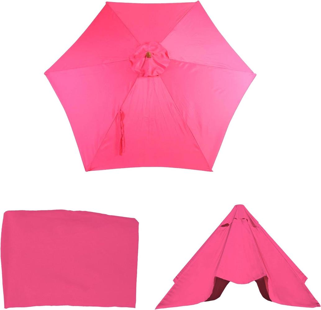 Ersatz-Bezug für Sonnenschirm Florida, Sonnenschirmbezug Ersatzbezug, Ø 3m Polyester 6 Streben ~ pink Bild 1