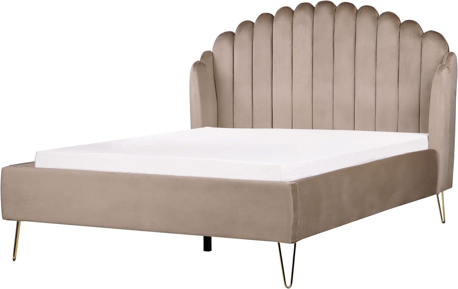 Bett mit Lattenrost AMBILLOU 140 x 200 cm Samtstoff Taupe Bild 1