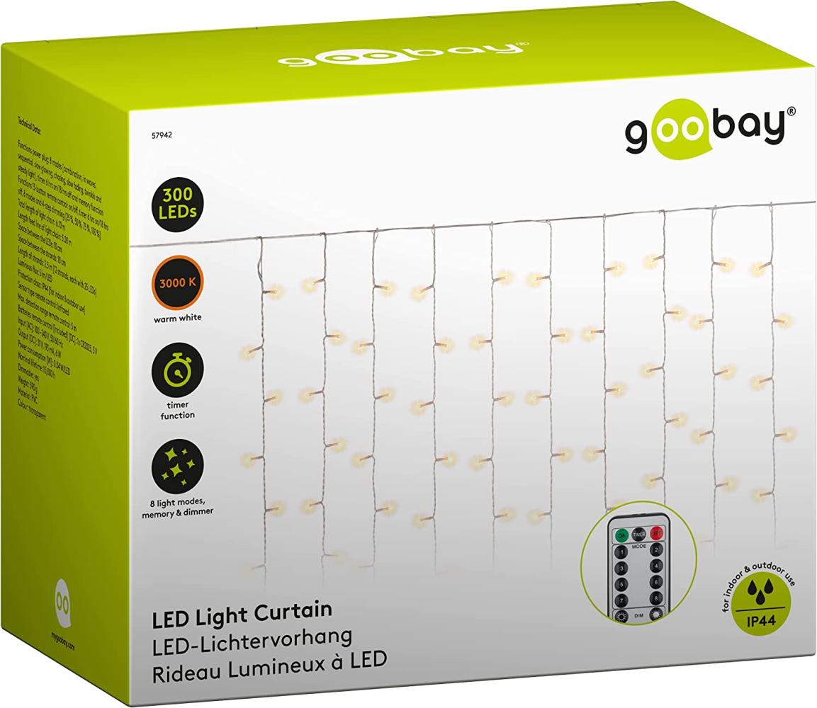 Goobay Light Curtain with 300 LEDs transparent 5 m - wi Bild 1