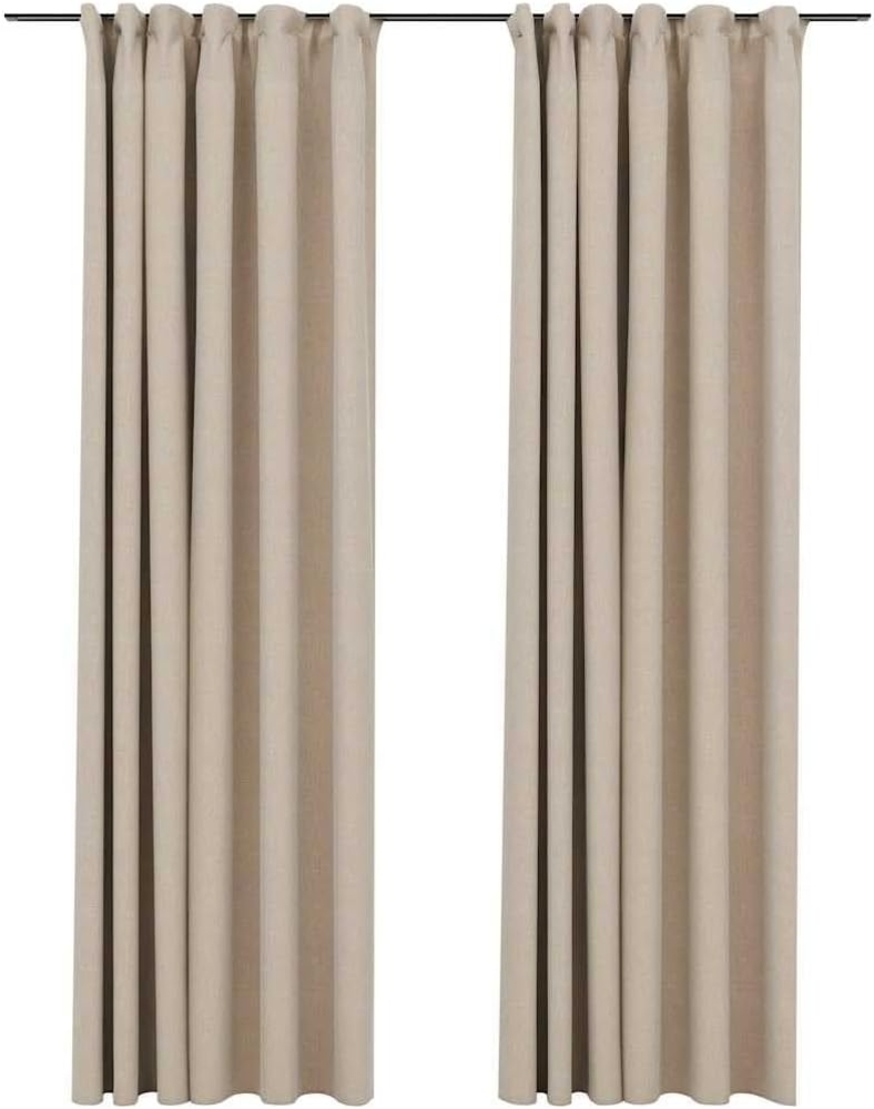 vidaXL Verdunkelungsvorhänge 2 Stk. Haken Leinenoptik Beige 140x225 cm 321213 Bild 1