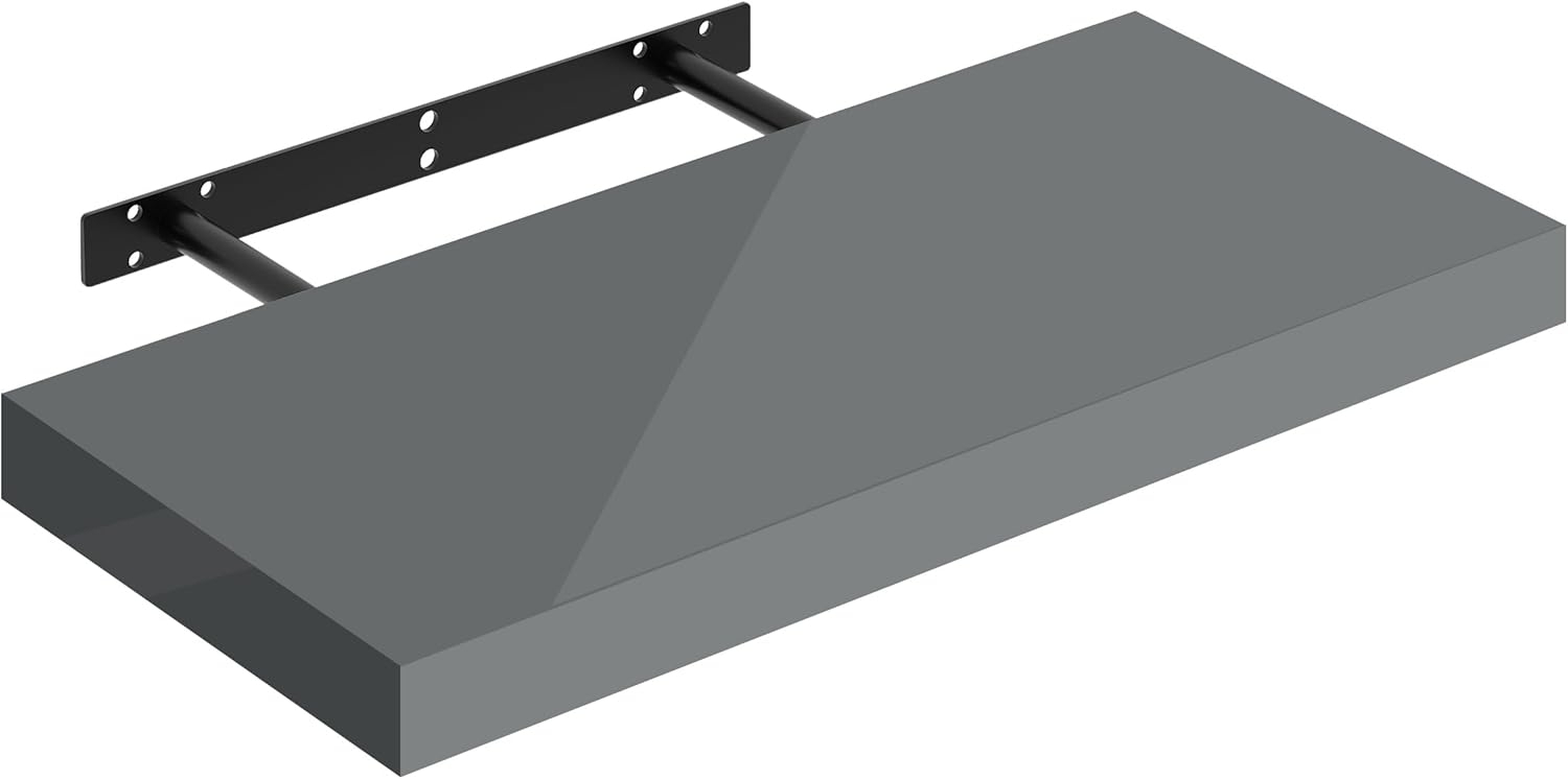 WOLTU Wandregal grau, Regal Wand, Schweberegal, Regalbrett, Wandboard, mit Metallhalterung, unsichtbare Montage, für Küche Badezimmer Wohnzimmer Schlafzimmer, aus MDF, 50 x 22,9 x 3,8 cm Bild 1