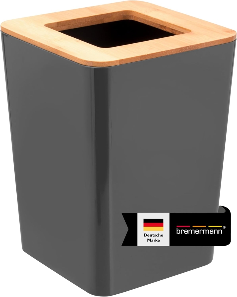 bremermann Kosmetikeimer Kosmetikeimer CALVI aus Bambus und Kunststoff // Abfalleimer, grau Bild 1