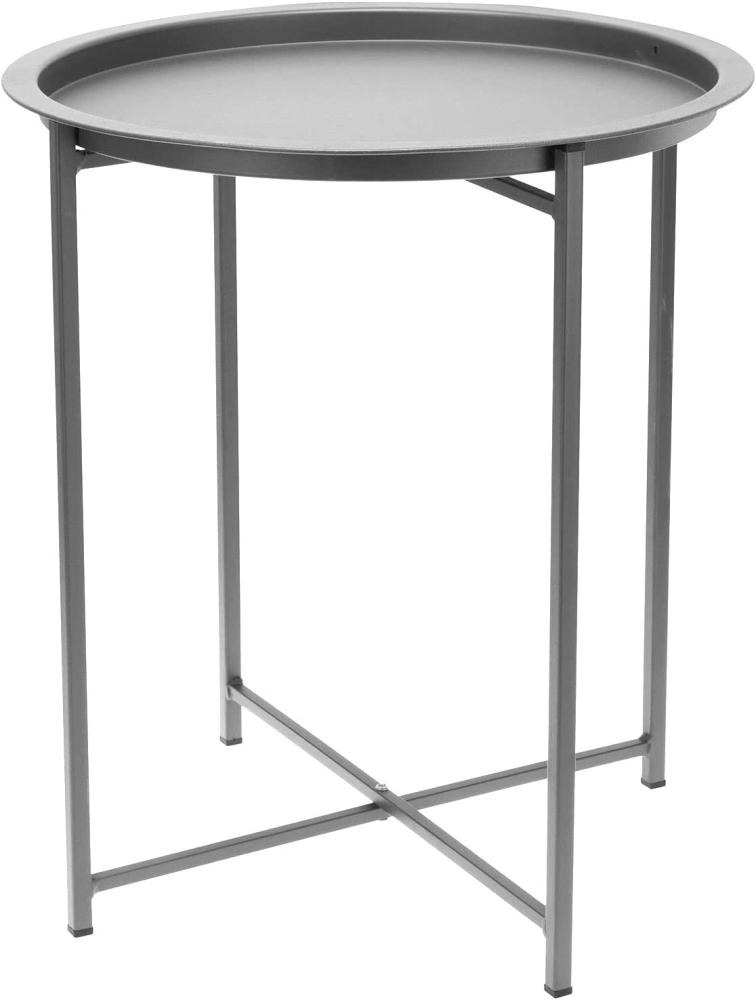 Beistelltisch mit abnehmbaren Tablett Ø46x52 cm Metall Hellgrau Bild 1