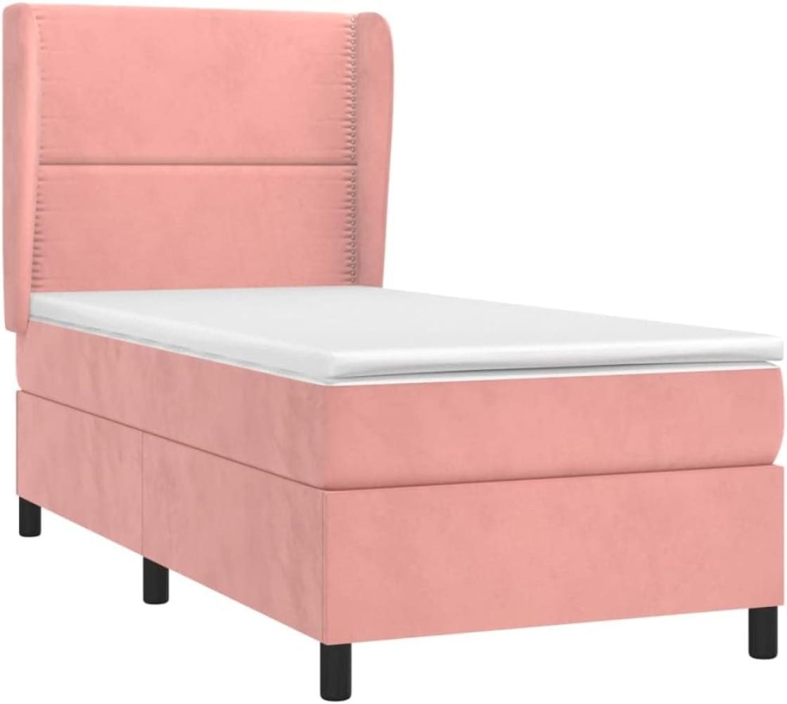 vidaXL Boxspringbett mit Matratze Rosa 90x190 cm Samt 3129128 Bild 1