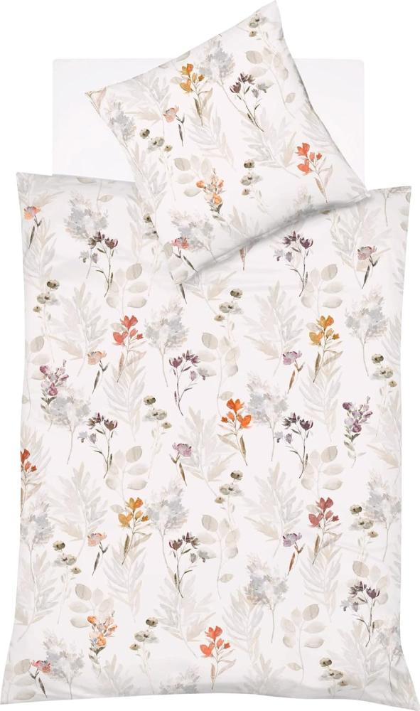 Fleuresse Mako-Satin Bettwäsche 135x200 Blüten Gräser Wende terra creme 114258-3 Bild 1