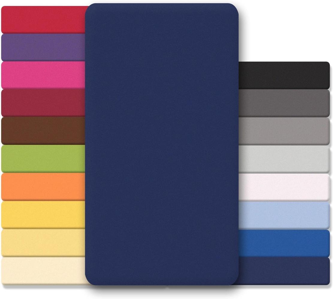 CelinaTex Jersey Spannbettlaken Lucina Doppelpack 180x200-200x200cm dunkel blau 100% Baumwolle gekämmt bis 26cm Matratzenhöhe Oeko-TEX Bild 1