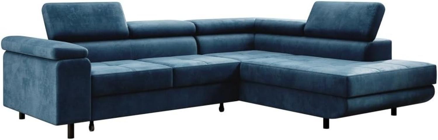 Designer Sofa Costa mit Schlaf und Klappfunktion Blau Rechts Bild 1