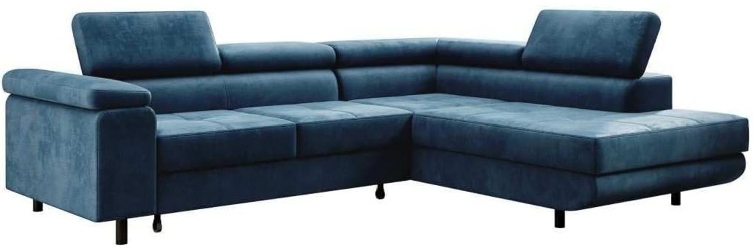 Designer Sofa Costa mit Schlaf und Klappfunktion Blau Rechts Bild 1