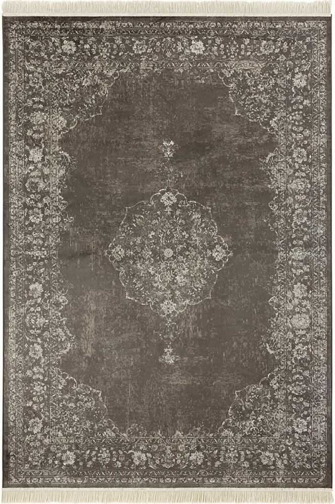 Orientalischer Samt-Teppich Fransen Oriental Vintage Medallion Schwarz - 95x140x0,5cm Bild 1