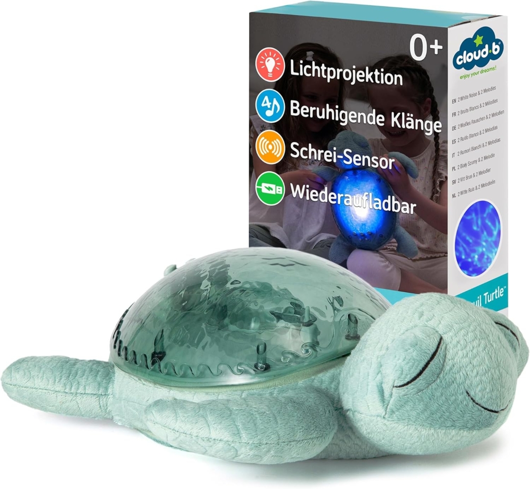 Cloud B Tranquil Turtle Grün USB-C aufladbar Nachtlicht Projektor Sound Bild 1