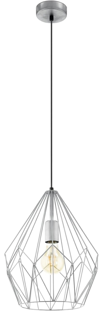 Eglo 49935 Hängeleuchte Vintage CARLTON Stahl silber E27 1X40W H:110cm Ø31cm dimmbar Bild 1
