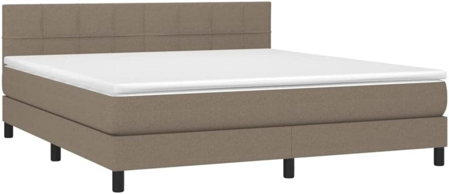 vidaXL Boxspringbett mit Matratze & LED Taupe 180x200 cm Stoff 3133177 Bild 1