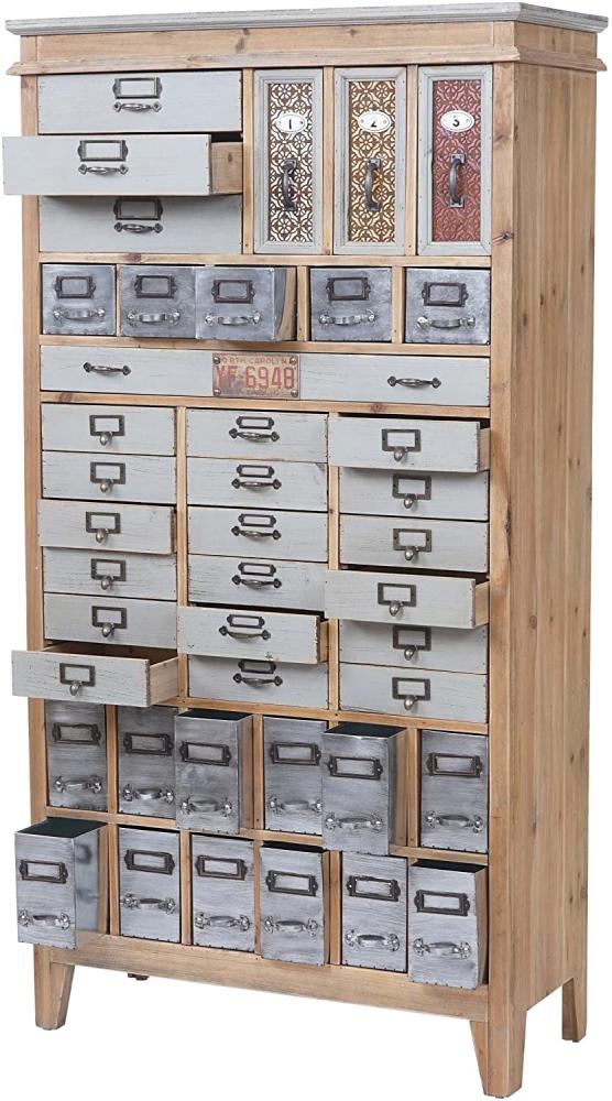 Apotheker-Schrank HWC-A43, Tanne Holz massiv, Vintage Shabby-Look, 152x81x34cm Bild 1