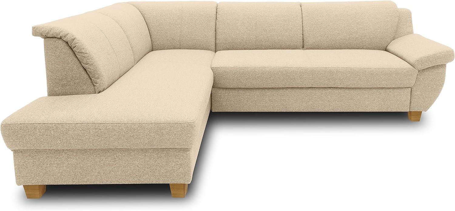 DOMO Collection Ecksofa Panama, klassisches Ecksofa in L-Form, Eckcouch, Sofa Couch, Ecke mit Schlaffunktion 254 x 186 cm in beige Bild 1