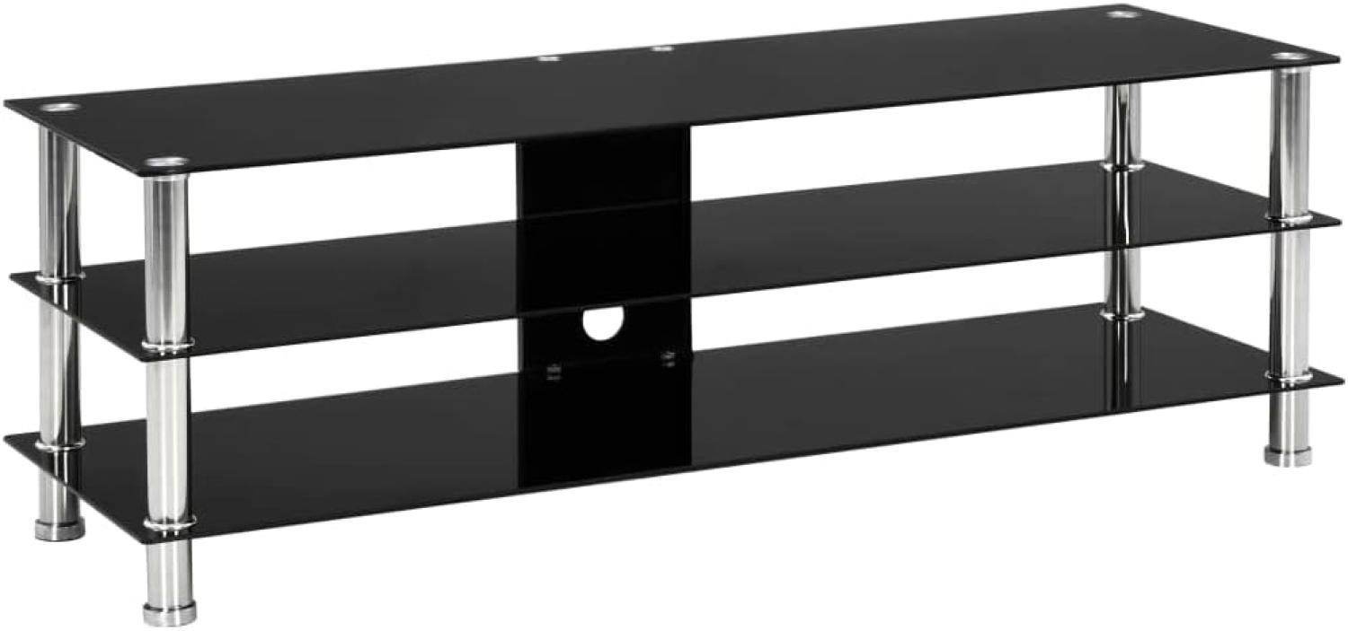 TV-Tisch mit gehärtetem Glas, Schwarz, 120 x 40 x 40 cm Bild 1