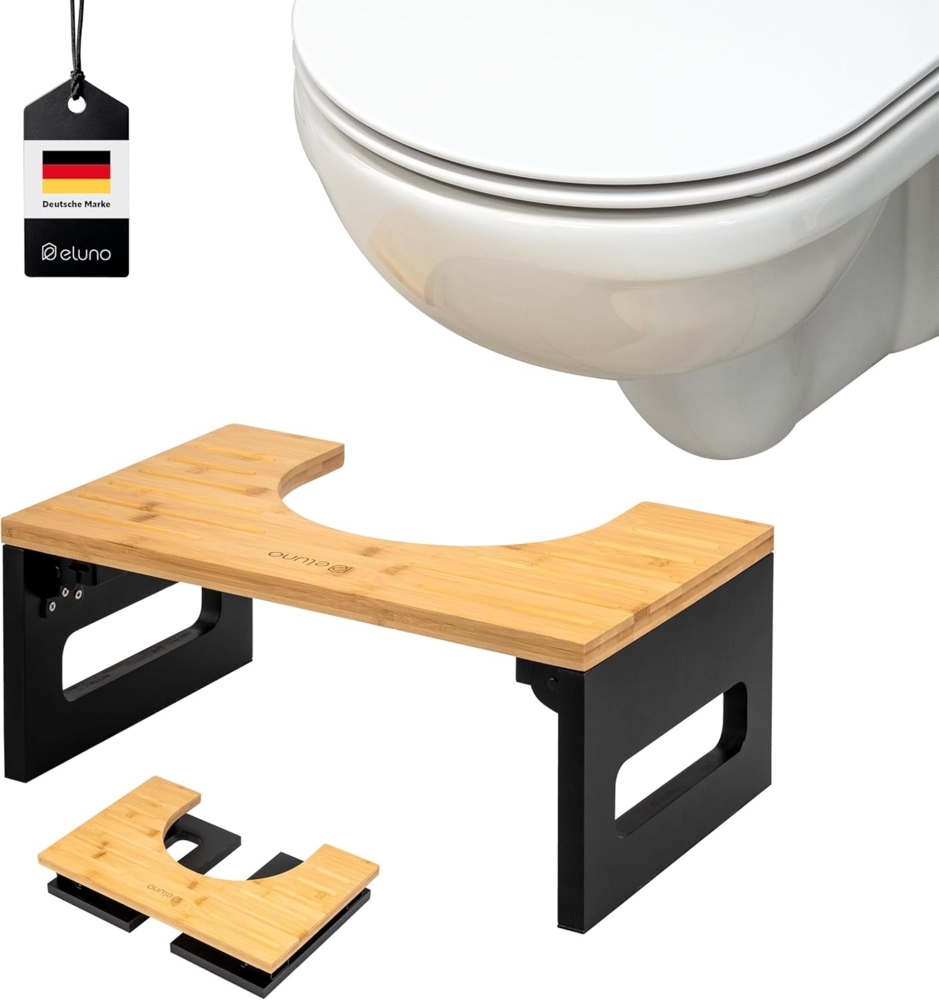 eluno Fußhocker Toilettenhocker, aus Bambus, platzsparend zusammenklappbar Bild 1