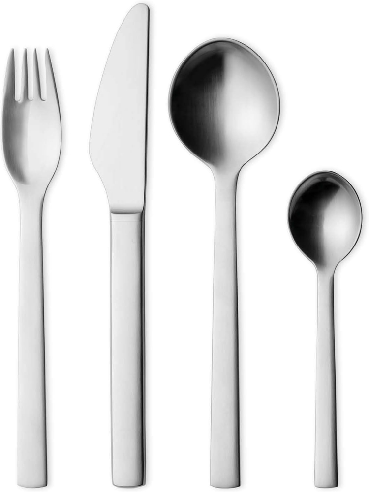 Georg Jensen New York Besteck Set, 24 tlg, für 6 Personen, mattiert, Edelstahl 18-8, silber, spülmaschinengeeignet, Tafelbesteck Bild 1