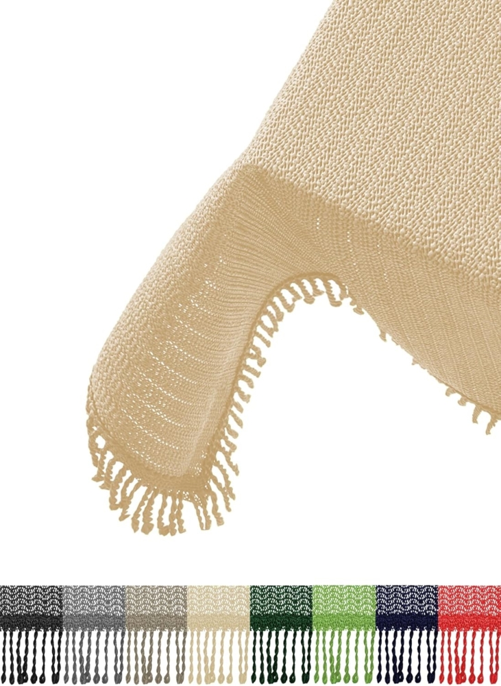Brandsseller Gartentischdecke 130x220 cm Tischdecke mit Fransen Outdoor Tischtuch rechteckig Weichschaum für Garten, Terrasse, Balkon wetterfest rutschfest - Creme Bild 1