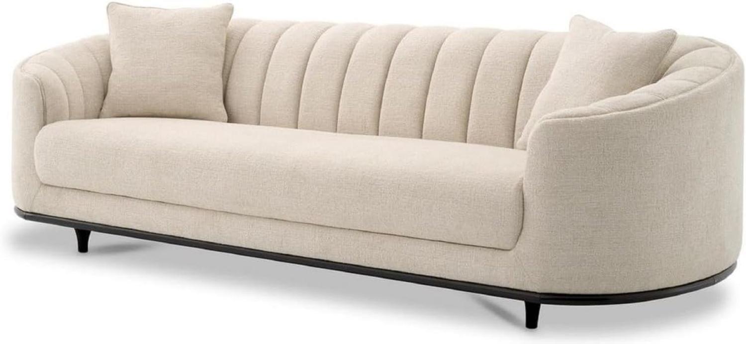 Casa Padrino Luxus Sofa Beige / Schwarz 240 x 96 x H. 74,5 cm - Wohnzimmer Sofa mit 2 Kissen - Wohnzimmer Möbel - Luxus Möbel - Wohnzimmer Einrichtung - Luxus Einrichtung - Luxus Qualität Bild 1