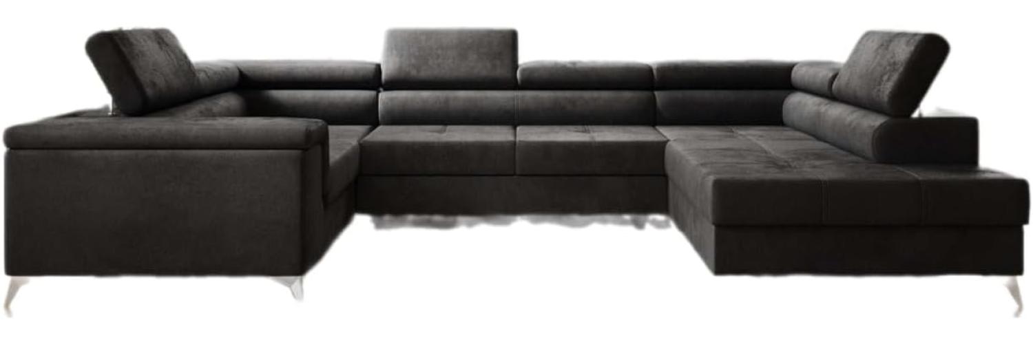 Designer Sofa Torino mit Schlaf- und Klappfunktion Samt Anthrazit Rechts Bild 1