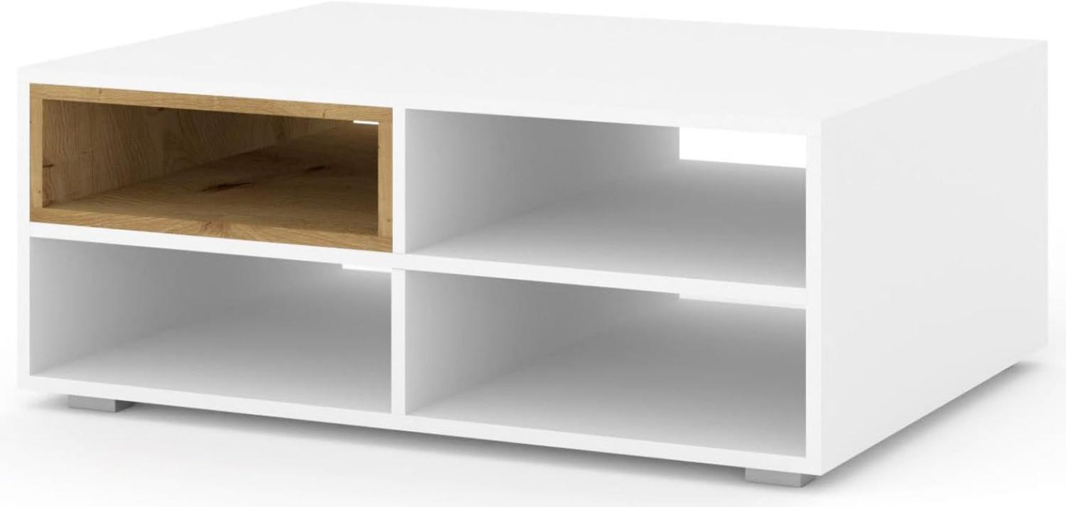 Domando Couchtisch Corleone Modern Breite 94cm, schicker Farbkontrast in Weiß Matt und Artisan Eiche Bild 1