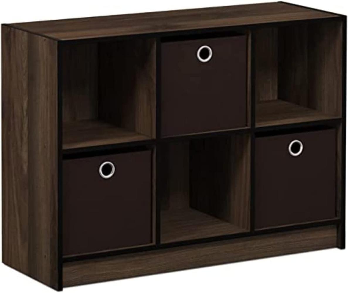 Furinno Basic Bücherregal mit 6 Fächern und 3 Einschüben, holz, Columbia Walnut/Dunkelbraun, 30. 23 x 80. 26 x 59. 94 cm Bild 1