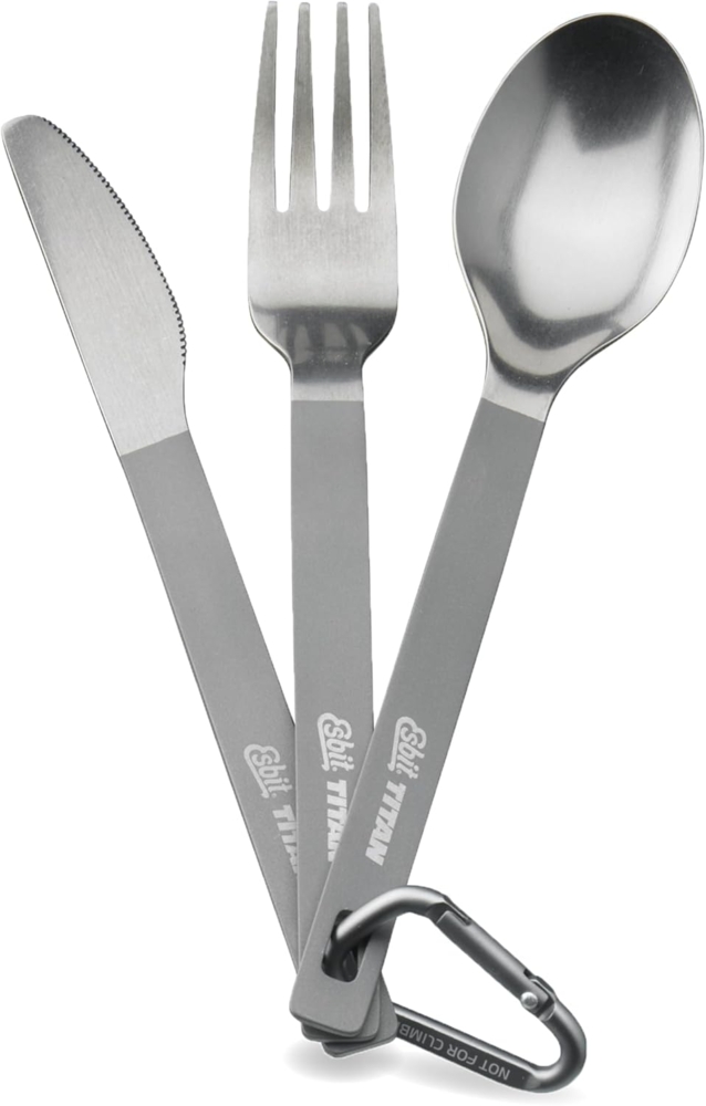Esbit Besteck-Set Esbit Titan Besteck-Set 3-tlg. mit Karabiner und Tasche Bild 1