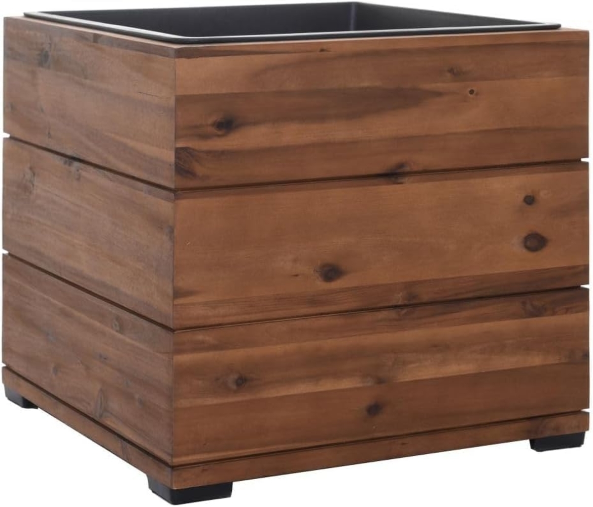 VIVANNO Pflanzkübel Holz BLOCK Würfel - Braun Gestreift (1 St), 44x44x41 cm Bild 1