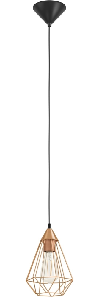 Eglo 94193 Hängeleuchte TARBES E27 1X40W Kunststoff schwarz, Stahl kupferfarben H:110 Ø31cm dimmbar Bild 1