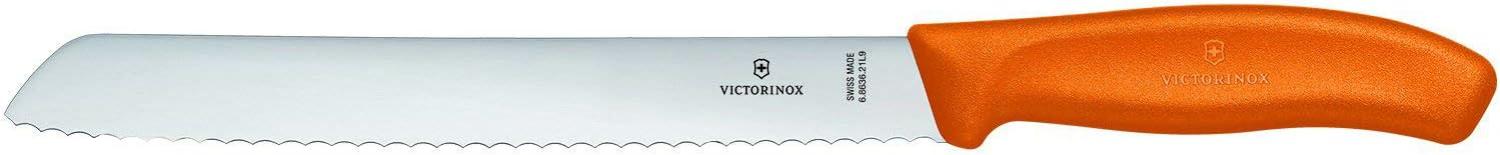 Victorinox, Swiss Classic, Profi Brotmesser, Extra Scharfe Klinge, Wellenschliff, 21 cm, Robuster Kunststoffgriff, Rostfreier Stahl, orange Bild 1