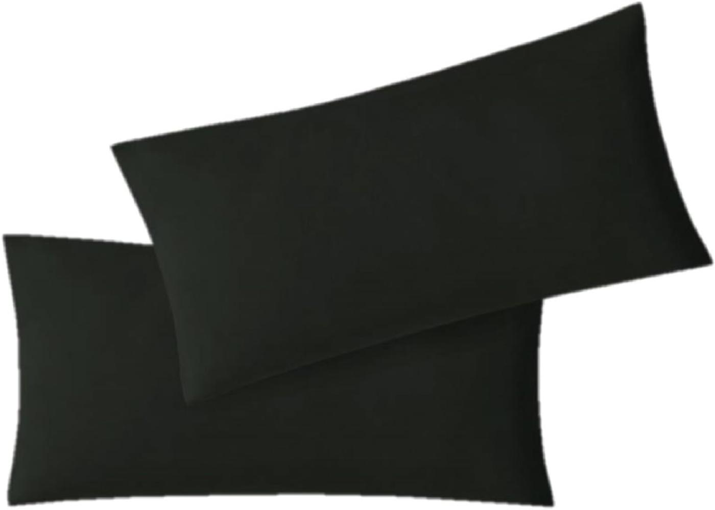 Jersey Kissenbezug, 2er Set, Baumwolle, Schwarz, 40x80 cm Bild 1