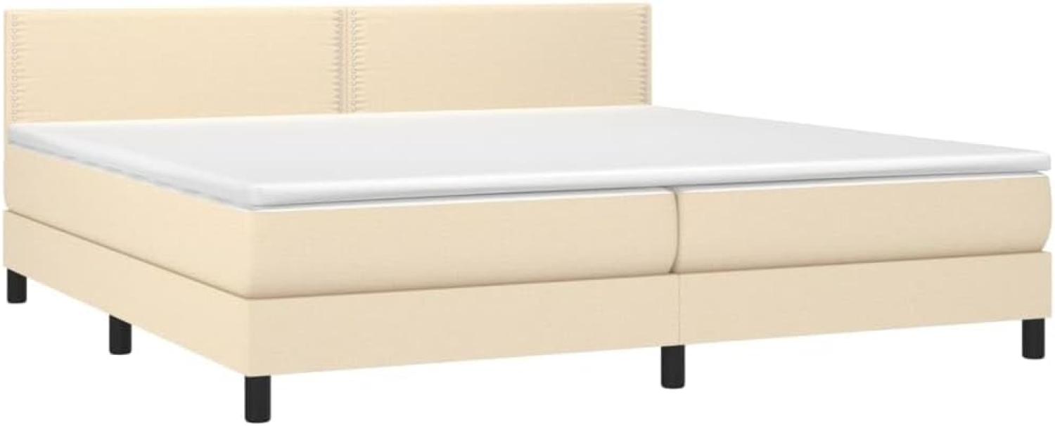 vidaXL Boxspringbett mit Matratze, Stoff, Creme, 200 x 200 cm, H2 Bild 1