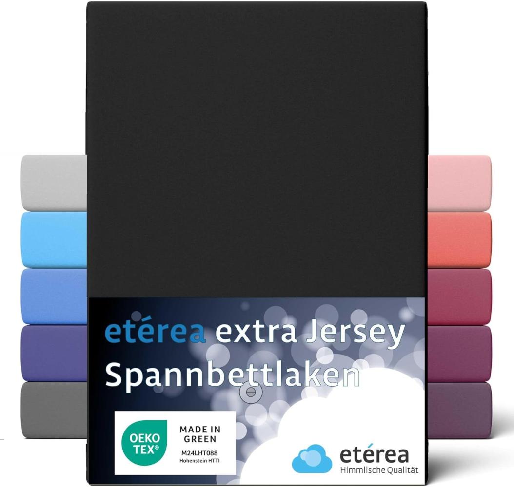 etérea Extra Jersey Spannbettlaken Schwarz 140x200 - 160x220 cm Bild 1