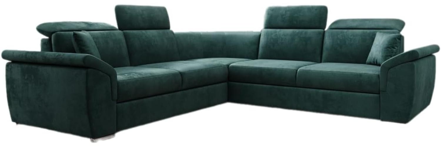 Designer Sofa Fernando mit Schlaffunktion und Stauraum Samt Grün Bild 1