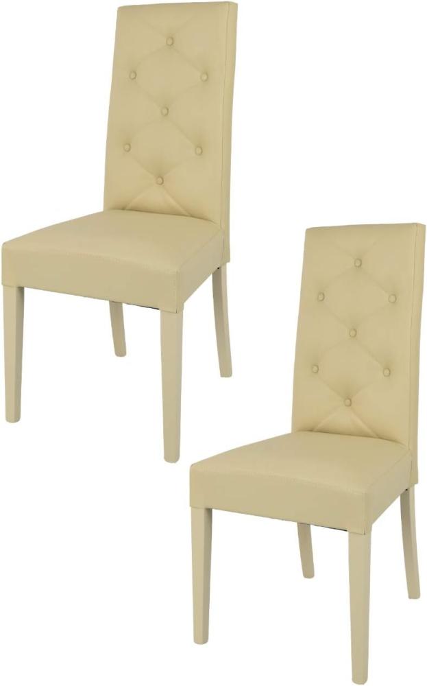 Tommychairs - 2er Set Moderne Stühle Chantal für Küche und Esszimmer, robuste Struktur aus lackiertem Buchenholz Farbe Sand, gepolstert und mit Kunstleder Farbe Sand bezogen Bild 1