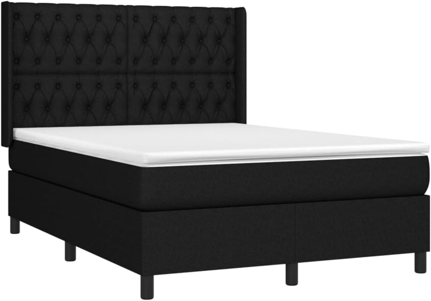 vidaXL Boxspringbett mit Matratze Schwarz 140x200 cm Stoff 3131675 Bild 1