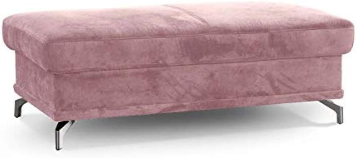 CAVADORE Sofahocker Capri / Beistellhocker gepolstert fürs Wohnzimmer/ Passend zum Ecksofa Capri mit XL-Longchair / 133 x 47 x 72 cm / Mikrofaser: Rosa Bild 1