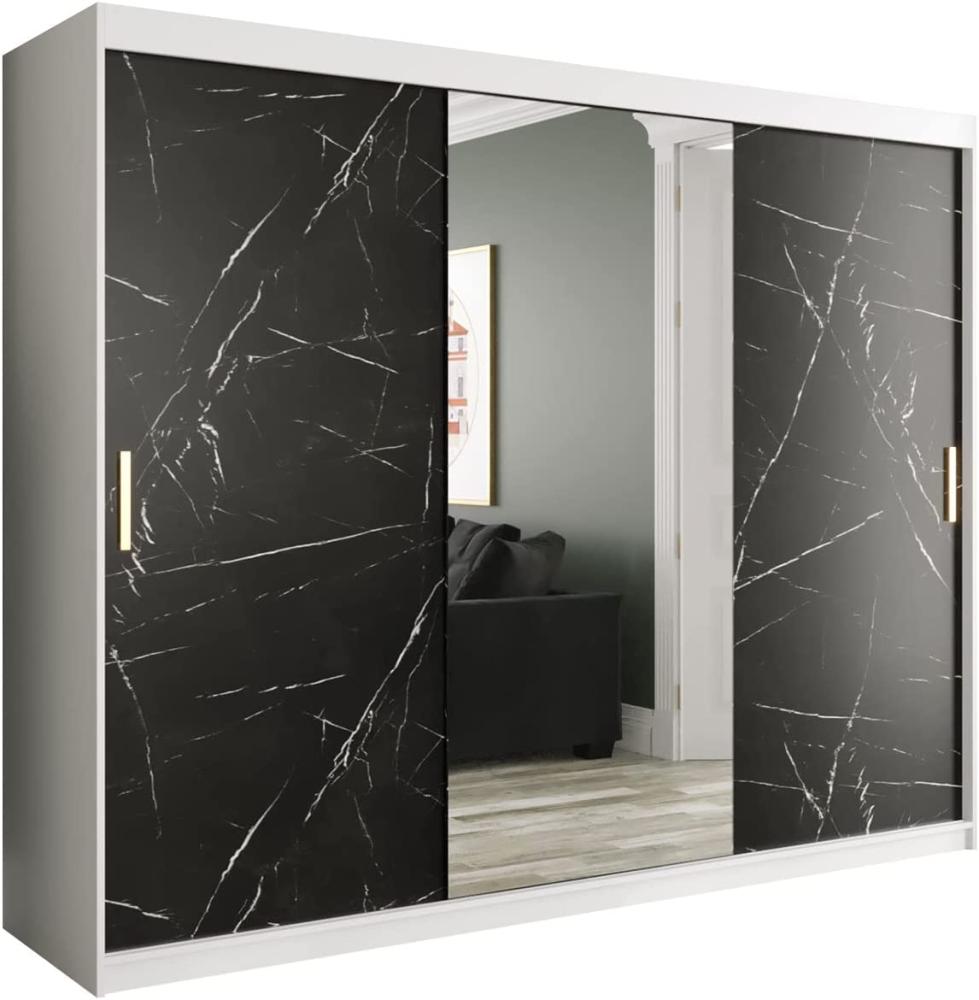 Kleiderschrank Kamoga T1 250 (Weiß / Marmor Schwarz + Gold, ohne Schubladen) Bild 1