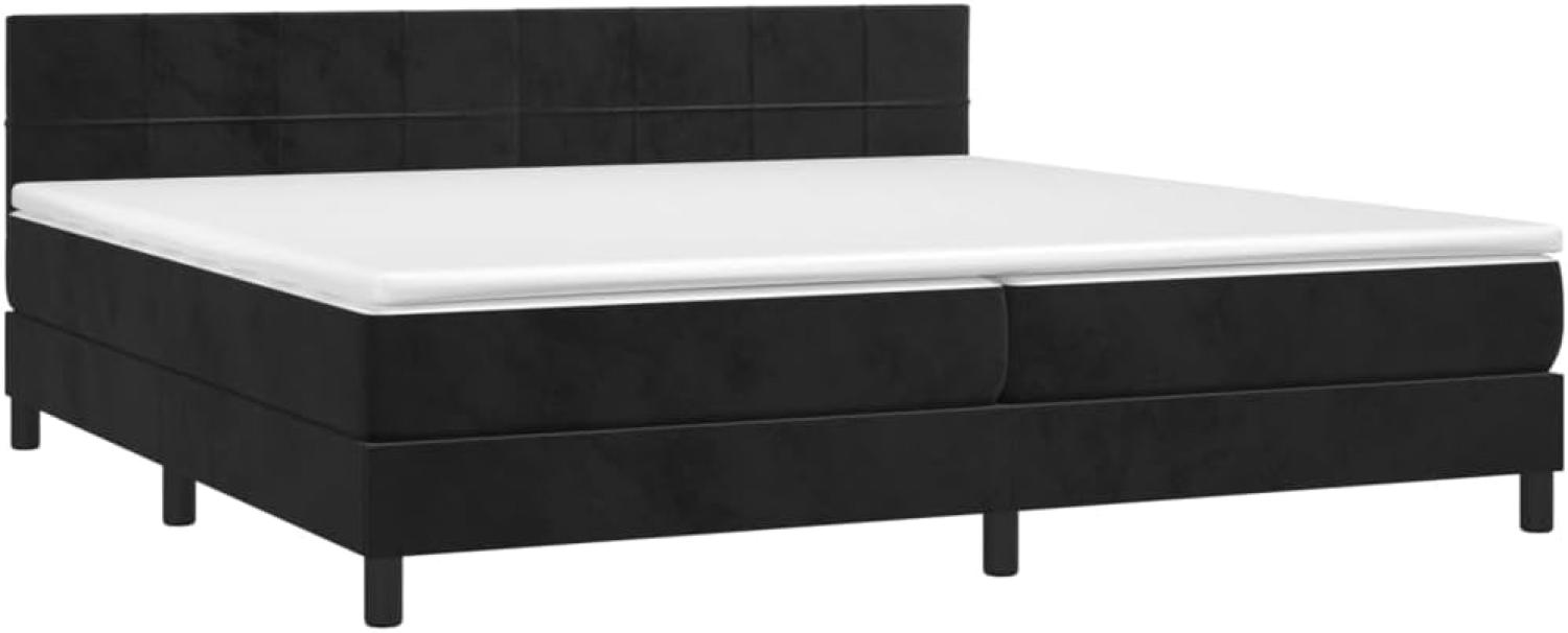 vidaXL Boxspringbett mit Matratze & LED Schwarz 200x200 cm Samt, Härtegrad: H2 [3134425] Bild 1