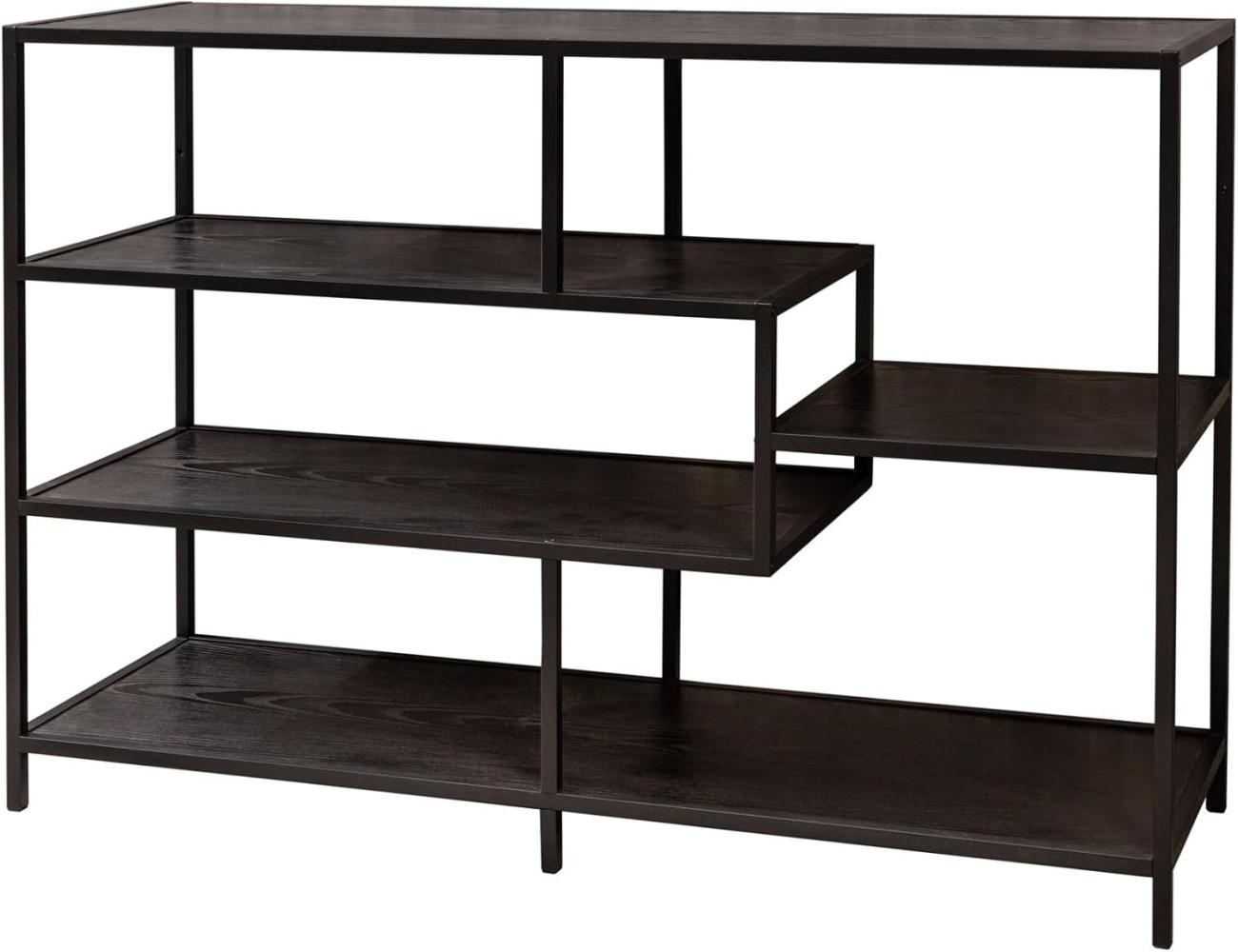 Industrial Bücherregal Slim LINE 114cm Esche schwarz fünf Regalböden Regal Wohnzimmerregal Bild 1