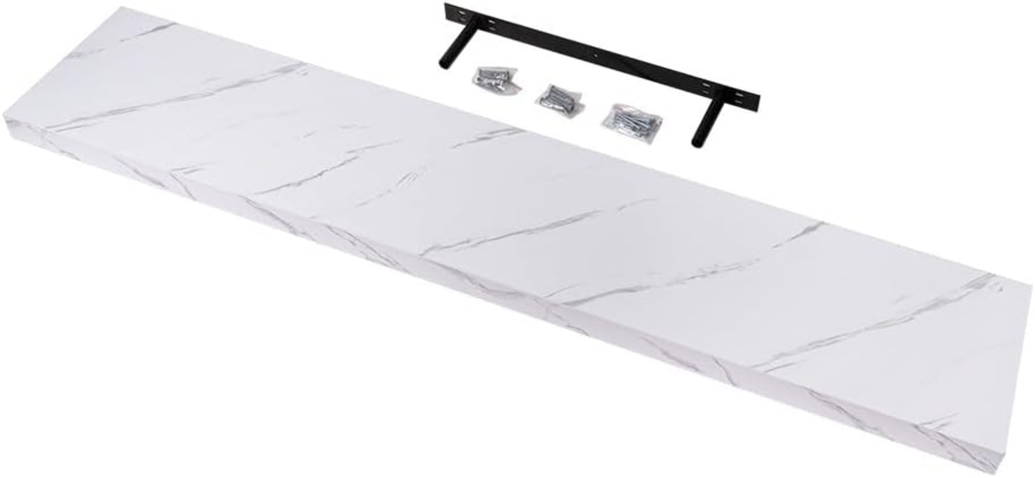 Velano - Bücherregal Wand - Wandregal 118x23.5 cm - Regal Wand - Schweberegal - Hängeregal - Regalbrett - Marmor - Küchenregal - Bücherregal Kinder - Deko Wohnzimmer - Gewürzregal Wand Bild 1