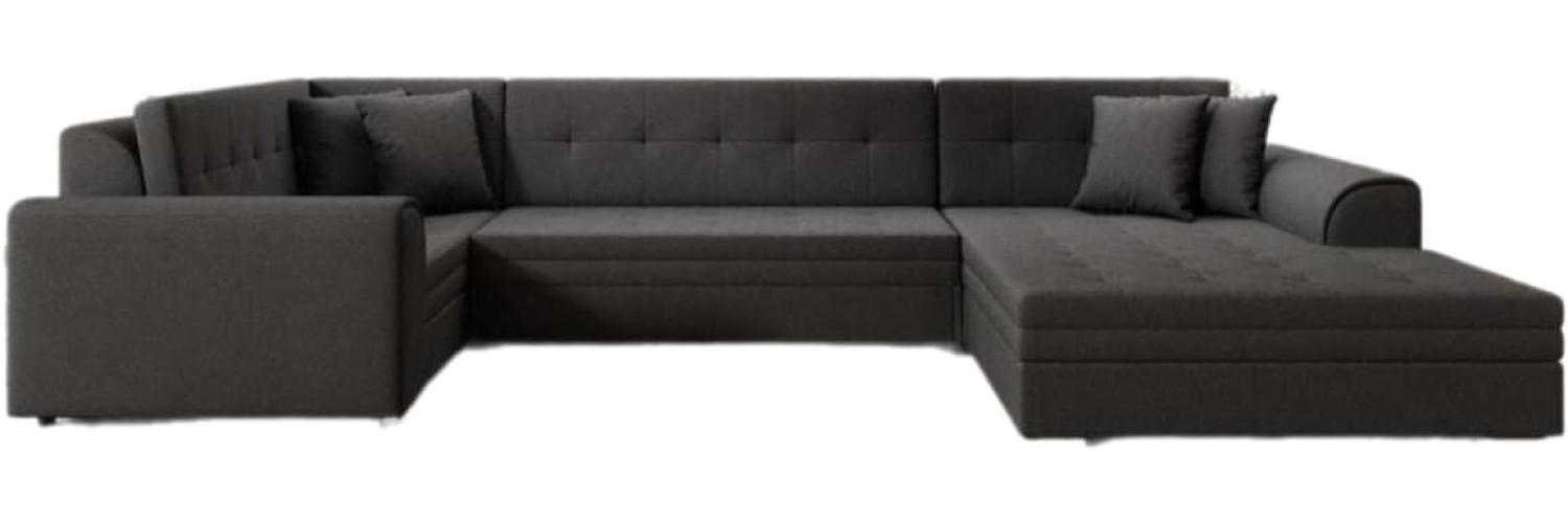 Designer Sofa Velio mit Schlaffunktion Stoff Schwarz Rechts Bild 1