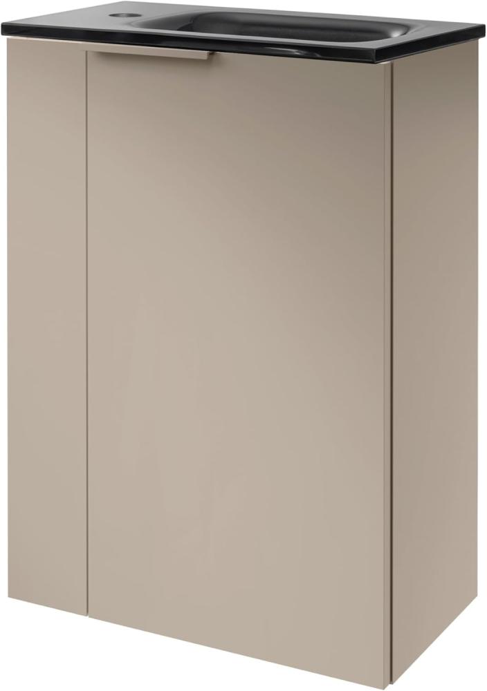 FACKELMANN SBC B.PARIS Gäste WC Waschtisch Set 45 cm breit, Grau, Waschbecken Glas Anthrazit, Türanschlag rechts Bild 1