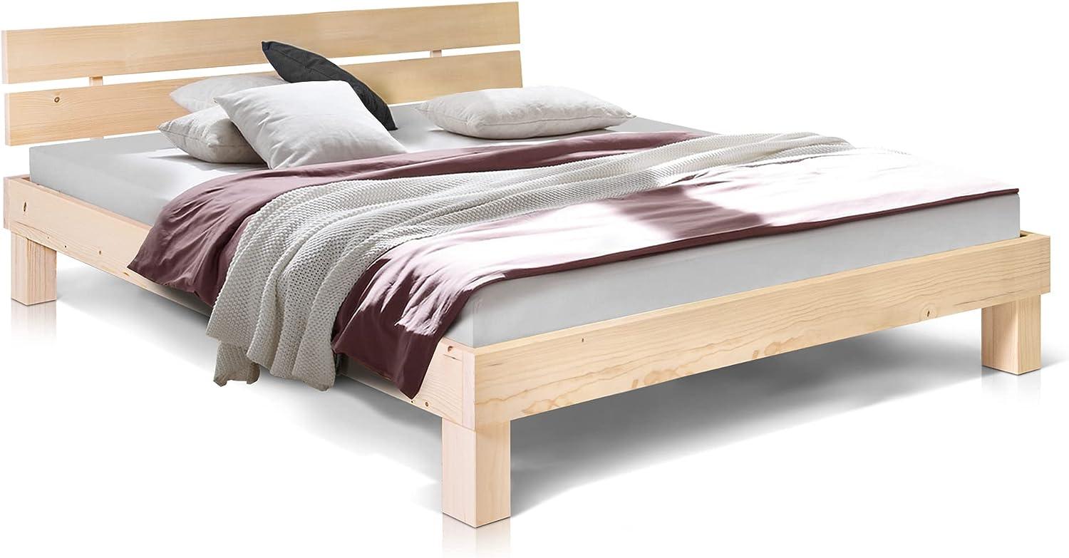 Massivholzbett Pumba Holzbett Doppelbett, Material Massivholz, Made in Germany, 160 x 200 cm, Natur Bild 1